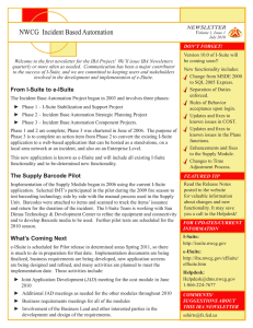 V Welcome to the first newsletter for the IBA Project! ... quarterly or more often as needed.  Communication has been... Version 10.0 of I-Suite will