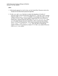 HW4  1.  Following the approach we took in class, use... formula for the filtered back-projection algorithm.
