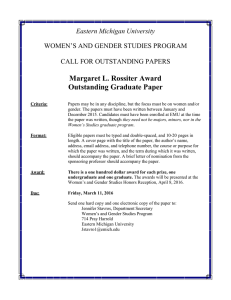 Margaret L. Rossiter Award Outstanding Graduate Paper Eastern Michigan University