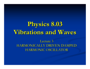 Physics 8.03 Vibrations and Waves Lecture 3 HARMONICALLY DRIVEN DAMPED