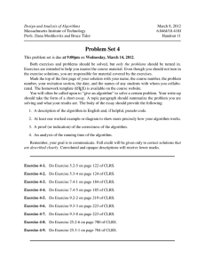 Design and Analysis of Algorithms March  8,  2012