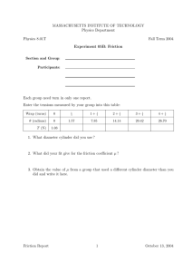 MASSACHUSETTS INSTITUTE OF TECHNOLOGY Physics Department Physics 8.01T Fall Term 2004