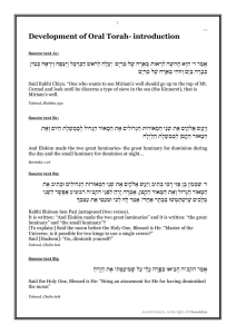 Development of Oral Torah- introduction