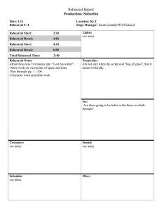 Rehearsal Report Production: Suburbia