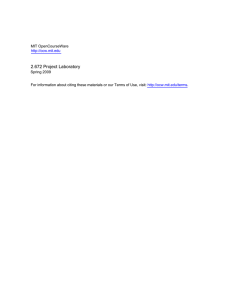 2.672 Project Laboratory MIT OpenCourseWare . t: