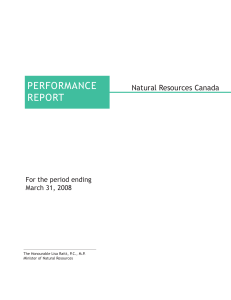 PeRFoRMaNCe RePoRT Natural Resources Canada For the period ending