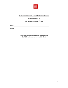 15.010 / 15.011 Economics Analysis For Business Decisions HOMEWORK SET #4