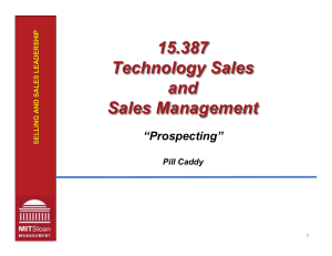 15.387 Technology Sales and Sales Management