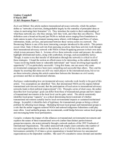 Lindsay Campbell 8 March 2005 11.363: Response Paper 4 Keck and Sikkink: