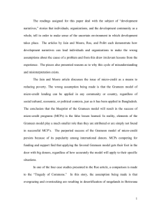 The readings assigned for this paper deal with the subject... narratives,” stories that individuals, organizations, and the development community as...