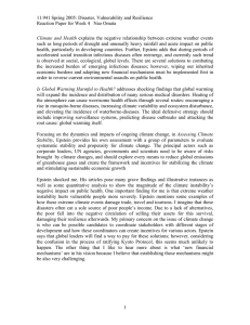 11.941 Spring 2005: Disaster, Vulnerability and Resilience Climate and Health
