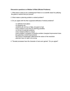 Discussion questions on Webber &amp; Rittel (Wicked Problems)