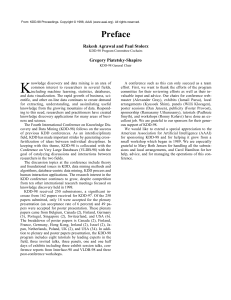 K Preface Rakesh Agrawal and Paul Stolorz Gregory Piatetsky-Shapiro