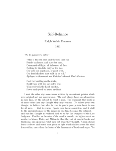 Self-Reliance Ralph Waldo Emerson 1841