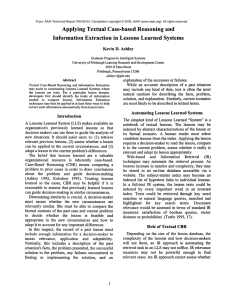 Applying  Textual  Case-based  Reasoning  and