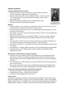 Child Birth and Maternity Traditional childbirth/maternal mortality