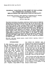 SEASONAL  VARIATION  IN  THE  ONSET OF... IN  A  PRIMITIVELY  EUSOCIAL  WASP: