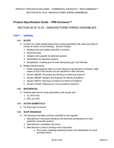 – COMMERCIAL PRODUCTS – PRE-FORMANCE™ PRODUCT SPECIFICATION GUIDE – MANUFACTURED WIRING ASSEMBLIES
