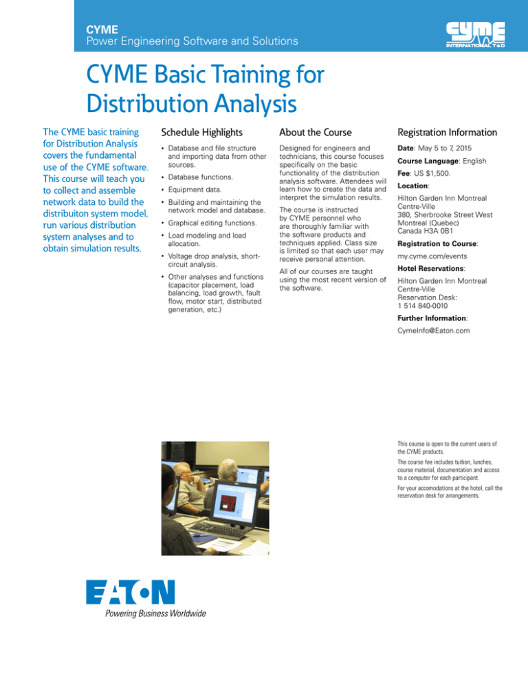 CYME Basic Training For Distribution Analysis CYME Power Engineering ...