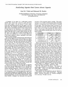 Analyzing  Agents  that  Learn  about ... Jo&amp;  M.  Vidal  and  Edmund ...