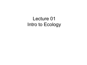 Lecture 01 Intro to Ecology
