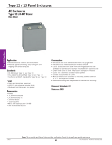 Type 12 / 13 Panel Enclosures JIC Enclosures Type 12 Lift-Off Cover