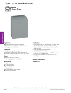 Type 12 / 13 Panel Enclosures JIC Enclosures Data Sheet
