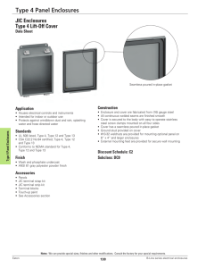 Type 4 Panel Enclosures JIC Enclosures Type 4 Lift-Off Cover Data Sheet