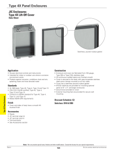 Type 4X Panel Enclosures JIC Enclosures Type 4X Lift-Off Cover Data Sheet