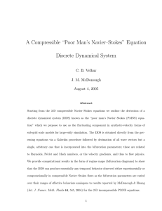 A Compressible “Poor Man’s Navier–Stokes” Equation Discrete Dynamical System C. B. Velkur