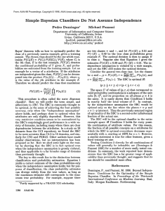 Simple  Bayesian  Classifiers  Do  Not ... Pedro  Domingos* Michael  Pazzani