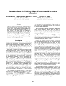 Description Logics for Multi-issue Bilateral Negotiation with Incomplete Information Francesco M. Donini