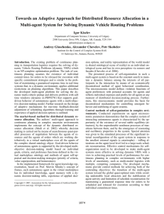 Towards an Adaptive Approach for Distributed Resource Allocation in a