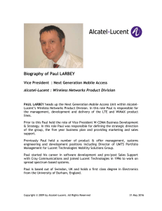 Biography of Paul LARBEY  Alcatel-Lucent : Wireless Networks Product Division
