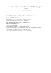 Summer School - Number Theory for Cryptography F. Morain