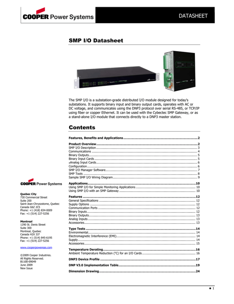 SMP I/O Datasheet: Substation Automation Module