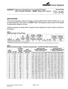 VariSTAR MUS MOV Arrester Module Specs | TD-245