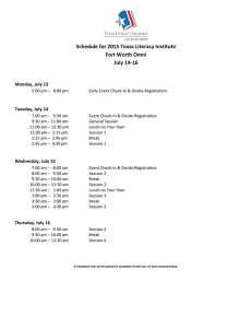 Schedule for 2015 Texas Literacy Institute Fort Worth Omni July 14-16