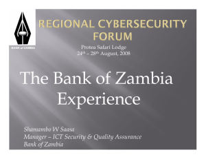 The Bank of Zambia Experience Shamambo W Saasa