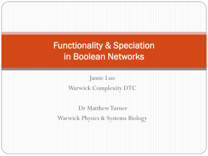 Functionality &amp; Speciation in Boolean Networks Jamie Luo Warwick Complexity DTC