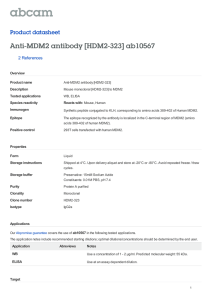 Anti-MDM2 antibody [HDM2-323] ab10567 Product datasheet 2 References Overview