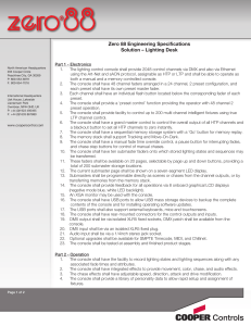 Zero 88 Engineering Specifications Solution – Lighting Desk