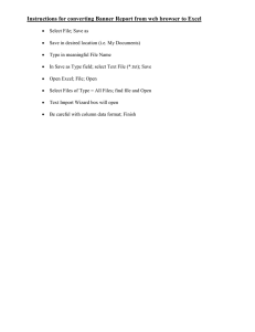 Instructions for converting Banner Report from web browser to Excel