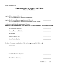 M.A. Concentration in Literature and Writing: Literary Traditions