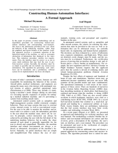 Constructing Human-Automation Interfaces: A Formal Approach Michael Heymann Asaf Degani