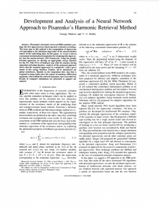 Development  and Analysis  of  a Neural ... Approach to Pisarenko’s Harmonic Retrieval Method