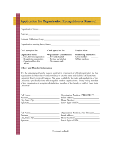 Application for Organization Recognition or Renewal
