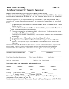Kent State University        ... Database Connectivity Security Agreement