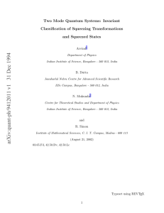 Two Mode Quantum Systems: Invariant Classification of Squeezing Transformations and Squeezed States Arvind
