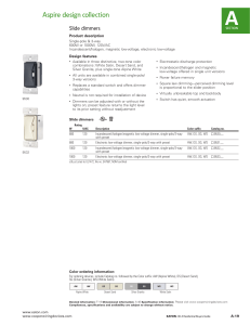 A Aspire design collection Slide dimmers Product description